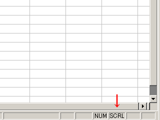Microsoft Excel で Scroll Lock キーを押したところ